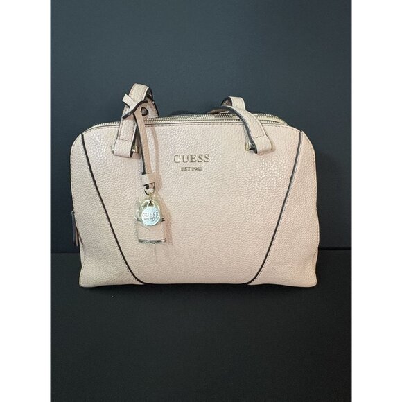 Guess Shawna Cali Satchel Handbag Lock Charm Double Handle Zip Closure Pink - Picture 4 of 16